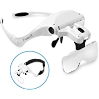 FC Optics Gafas Lupa Profesional con Luz LED y Cinco Lentes Intercambiable 1X a 3.5X - Lupa Visera Relojero de Manos…